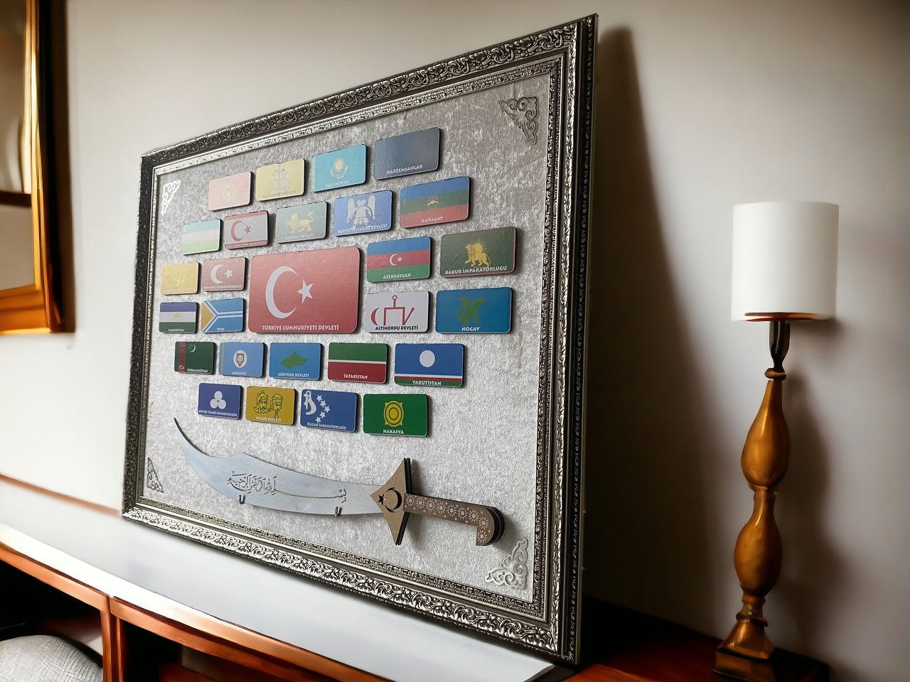 27 Büyük Türk Devletleri Kılıçlı Tablo 60 x 80 cm