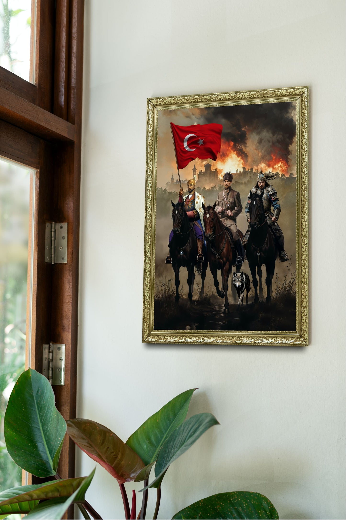 3-Lü Türk Liderleri Özel Tasarım Tablo Fatih, Atatürk ve Mete Han Bir Arada