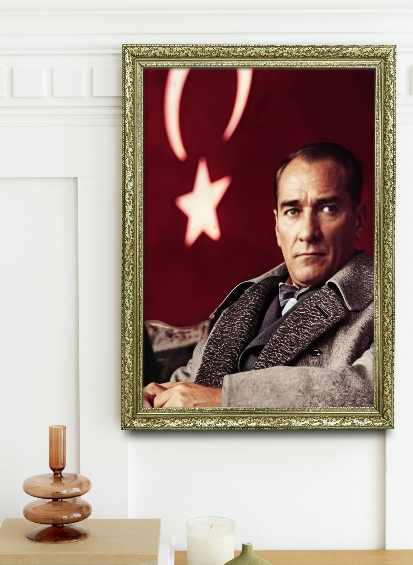 Ay Yıldızın Işığında Atatürk Portresi Özel Tasarım Tablo