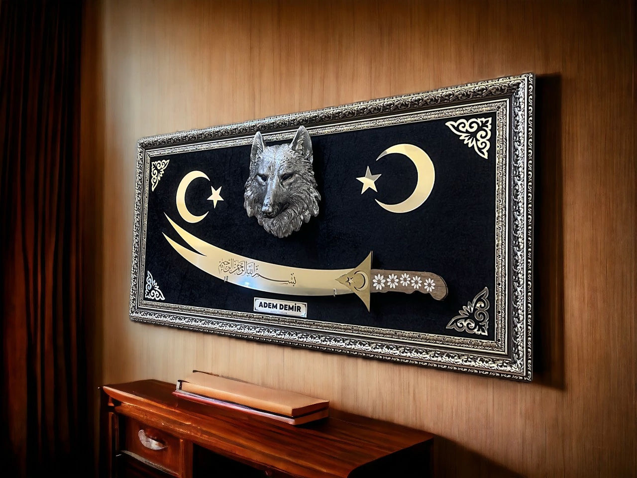 Kurt Başlı Zülfikar Kılıçlı Tablo 40x80 Cm