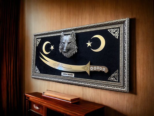Kurt Başlı Zülfikar Kılıçlı Tablo 40x80 Cm