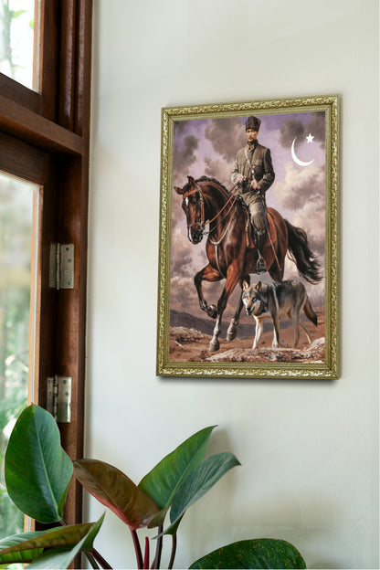 Atatürk At ve Bozkurt Temalı Epik Tablo