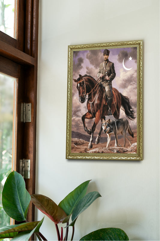 Atatürk At ve Bozkurt Temalı Epik Tablo