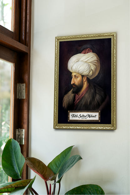 Fatih Sultan Mehmet Portre Çerçeveli Tablo