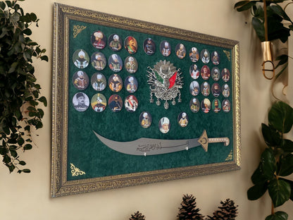 Osmanlı Padişahları Kılıçlı Tablo 60 x 80 cm