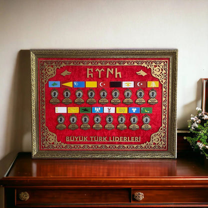 Büyük Türk Liderleri Desenli Tablo 60x80 cm