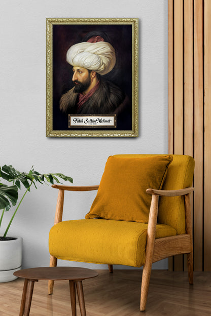 Fatih Sultan Mehmet Portre Çerçeveli Tablo