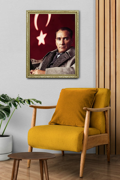 Ay Yıldızın Işığında Atatürk Portresi Özel Tasarım Tablo
