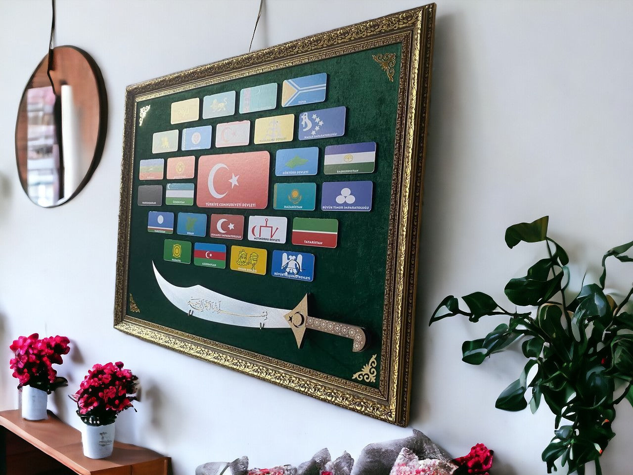 27 Büyük Türk Devletleri Kılıçlı Tablo 60 x 80 cm