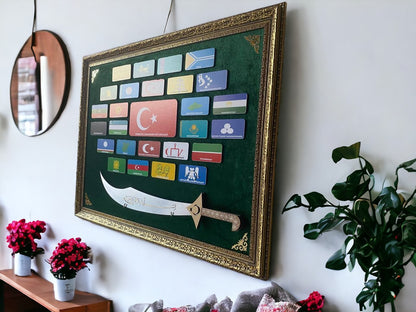 27 Büyük Türk Devletleri Kılıçlı Tablo 60 x 80 cm