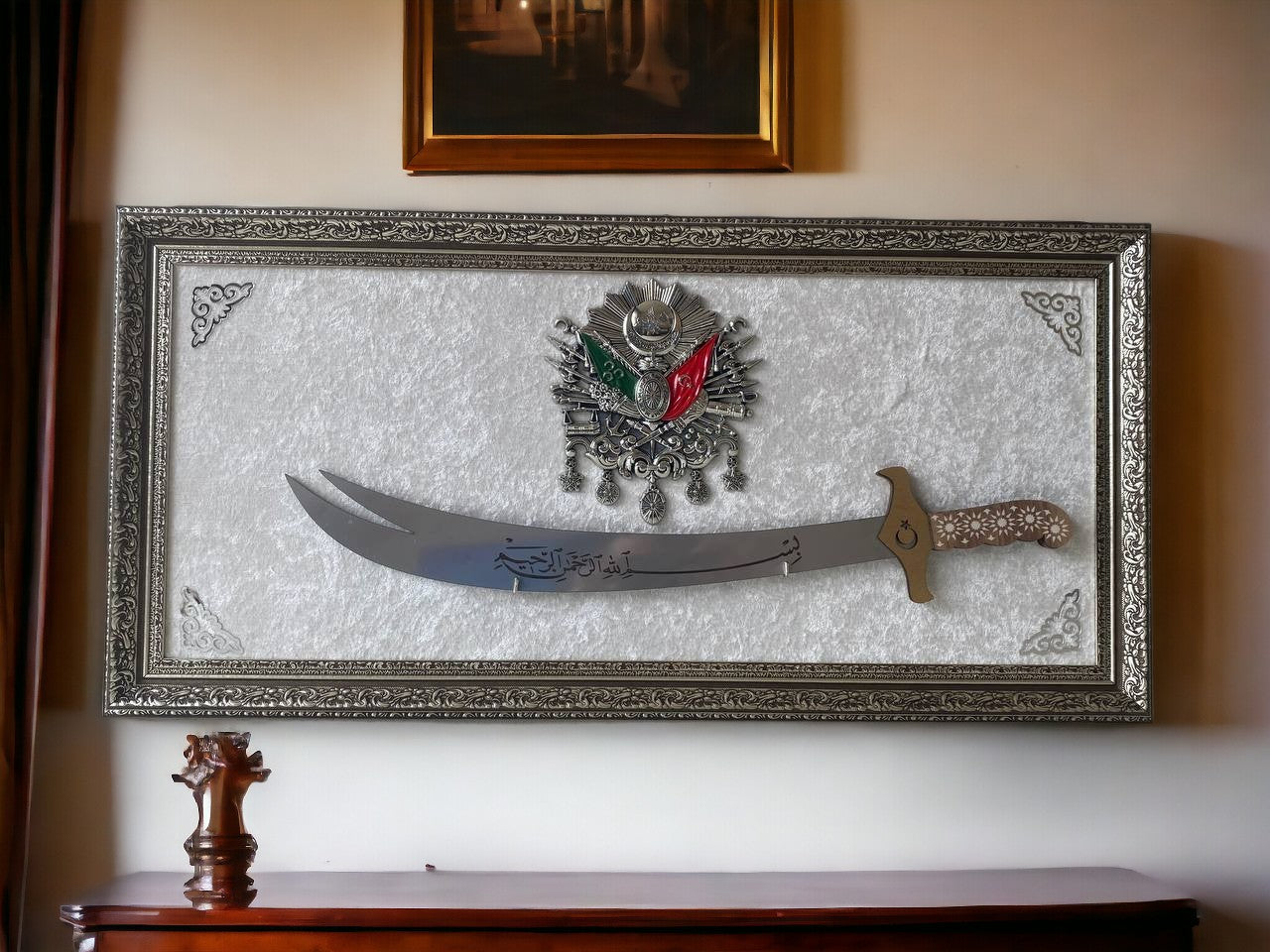 Osmanlı Tuğralı Zülfikar Kılıçlı Tablo 40 x 80 cm