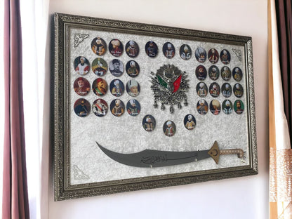 Osmanlı Padişahları Kılıçlı Tablo 60 x 80 cm