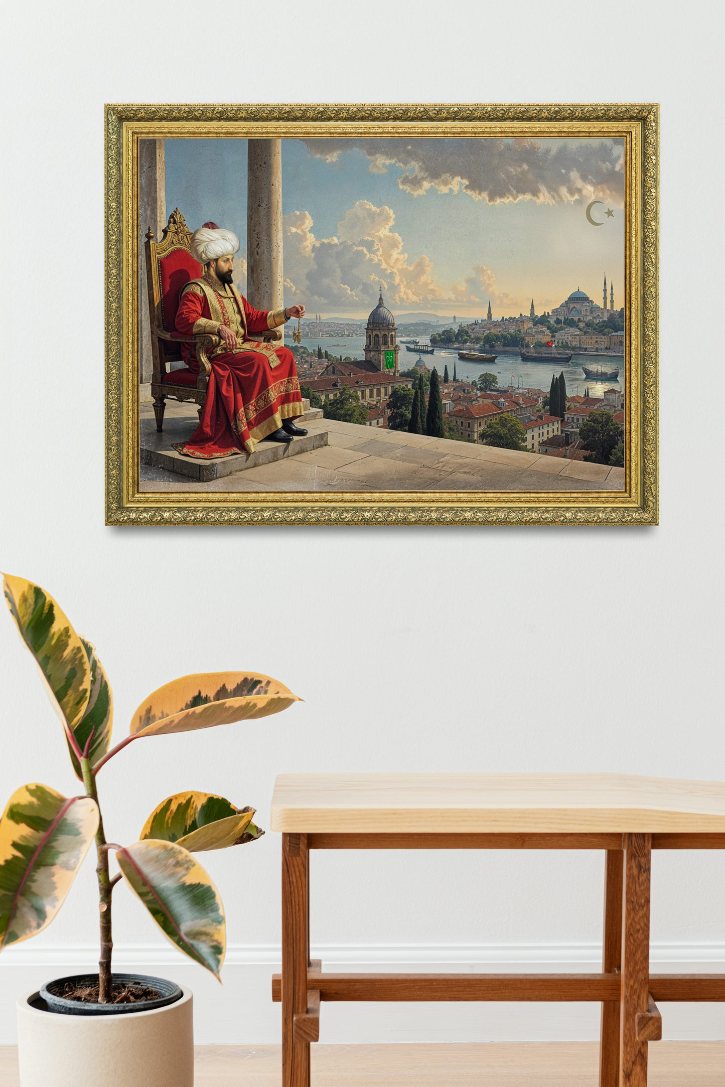 Fatih Sultan Mehmet Tahtında İstanbul Manzaralı Tablo