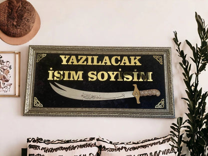 Kişiye Özel İsimli Zülfikar Kılıçlı Tablo 40x80 cm