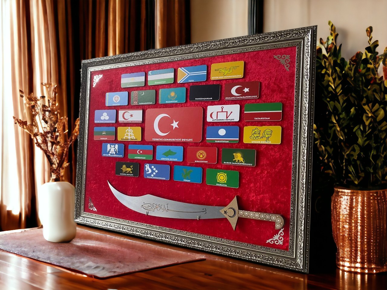 27 Büyük Türk Devletleri Kılıçlı Tablo 60 x 80 cm