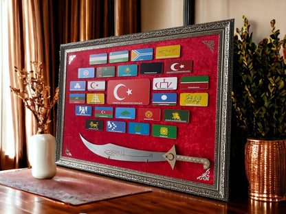 27 Büyük Türk Devletleri Kılıçlı Tablo 60 x 80 cm