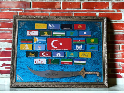 27 Büyük Türk Devletleri Kılıçlı Tablo 60 x 80 cm