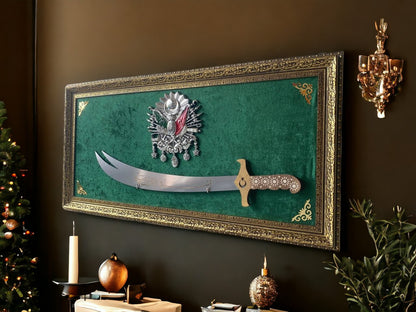 Osmanlı Tuğralı Zülfikar Kılıçlı Tablo 40 x 80 cm
