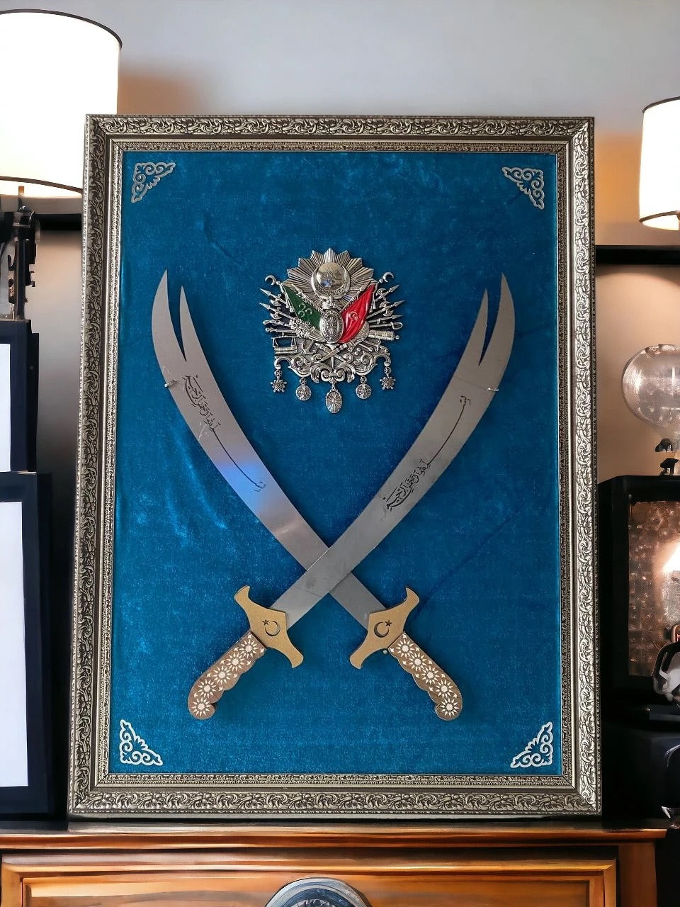 Çift Kılıçlı Osmanlı Armalı Tablo 60x80 cm