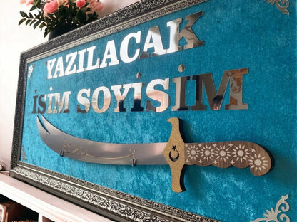 Kişiye Özel İsimli Zülfikar Kılıçlı Tablo 40x80 cm