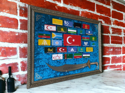 27 Büyük Türk Devletleri Kılıçlı Tablo 60 x 80 cm