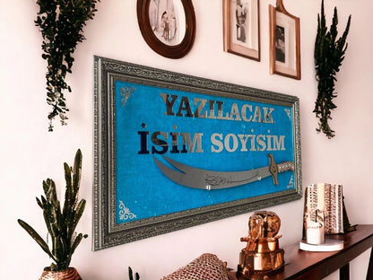 Kişiye Özel İsimli Zülfikar Kılıçlı Tablo 40x80 cm