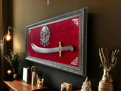 Osmanlı Tuğralı Zülfikar Kılıçlı Tablo 40 x 80 cm