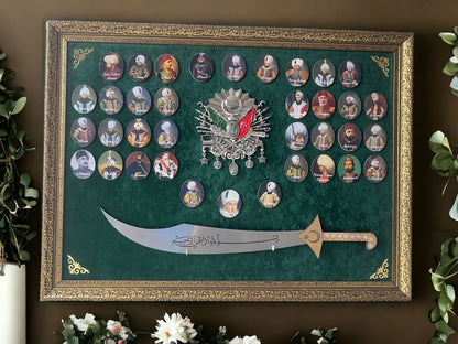 Osmanlı Padişahları Kılıçlı Tablo 60 x 80 cm