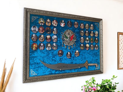 Osmanlı Padişahları Kılıçlı Tablo 60 x 80 cm