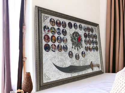 Osmanlı Padişahları Kılıçlı Tablo 60 x 80 cm