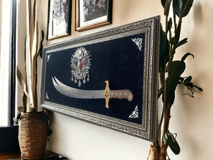 Osmanlı Tuğralı Zülfikar Kılıçlı Tablo 40 x 80 cm