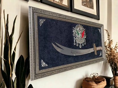 Osmanlı Tuğralı Zülfikar Kılıçlı Tablo 40 x 80 cm