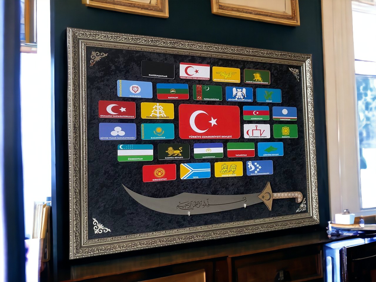 27 Büyük Türk Devletleri Kılıçlı Tablo 60 x 80 cm