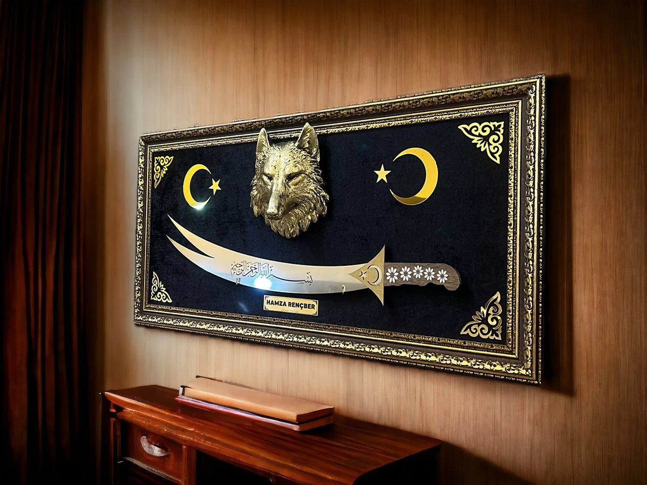 Kurt Başlı Zülfikar Kılıçlı Tablo 40x80 Cm