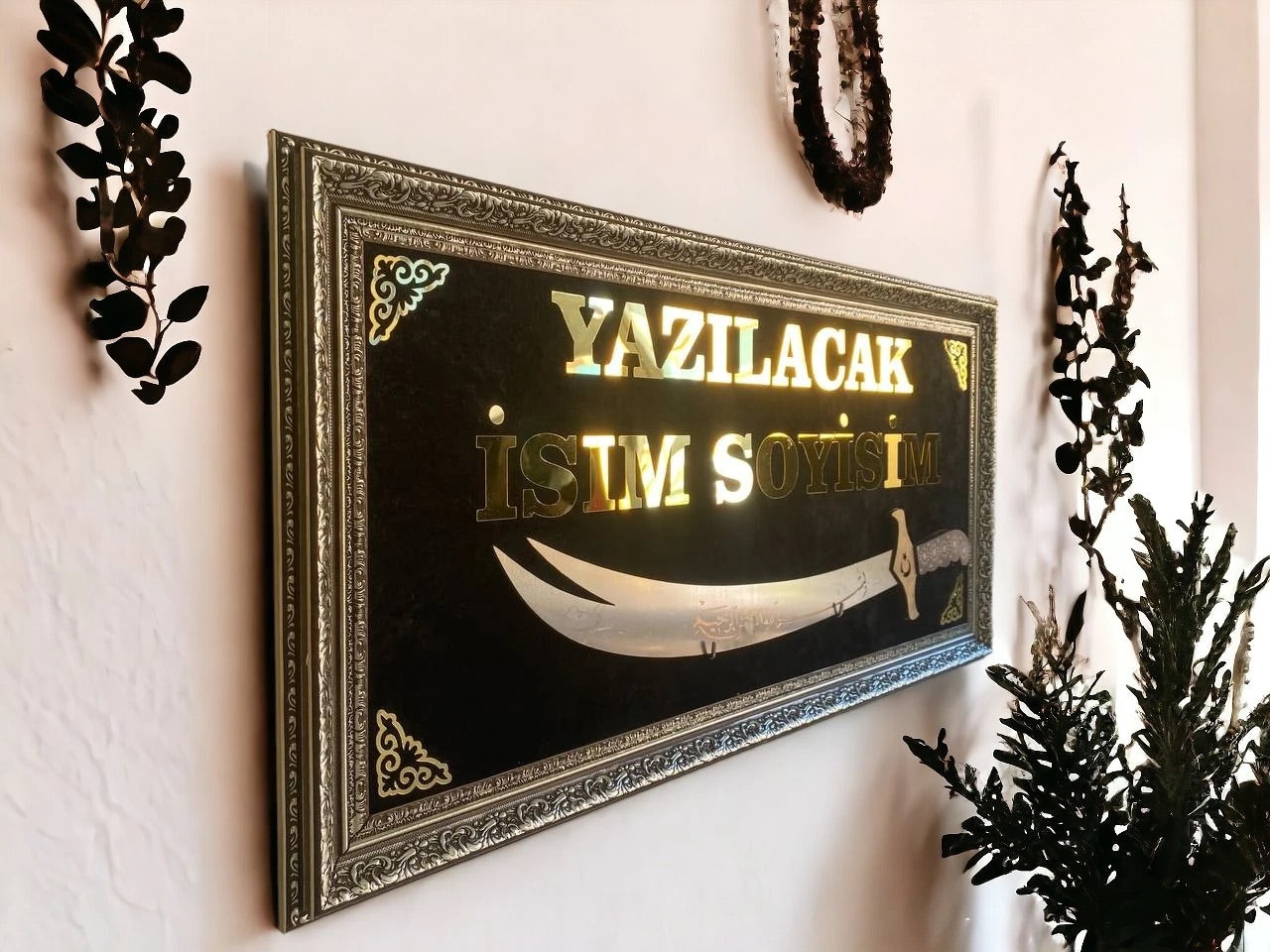 Kişiye Özel İsimli Zülfikar Kılıçlı Tablo 40x80 cm