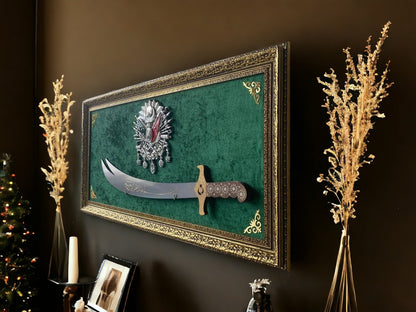 Osmanlı Tuğralı Zülfikar Kılıçlı Tablo 40 x 80 cm