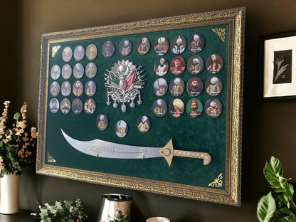 Osmanlı Padişahları Kılıçlı Tablo 60 x 80 cm
