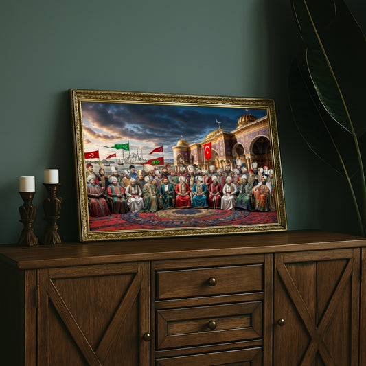 36 Osmanlı Padişahları Çerçeveli Tablo 60x80