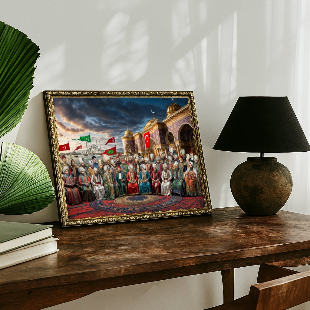 36 Osmanlı Padişahları Çerçeveli Tablo 60x80