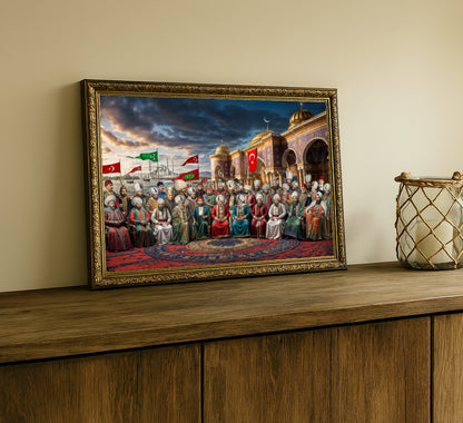 36 Osmanlı Padişahları Çerçeveli Tablo 60x80
