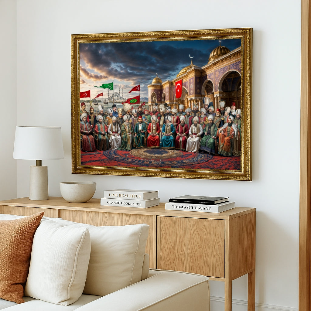 36 Osmanlı Padişahları Çerçeveli Tablo 60x80