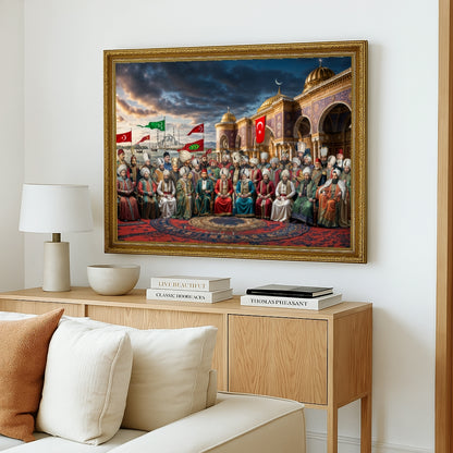 36 Osmanlı Padişahları Çerçeveli Tablo 60x80
